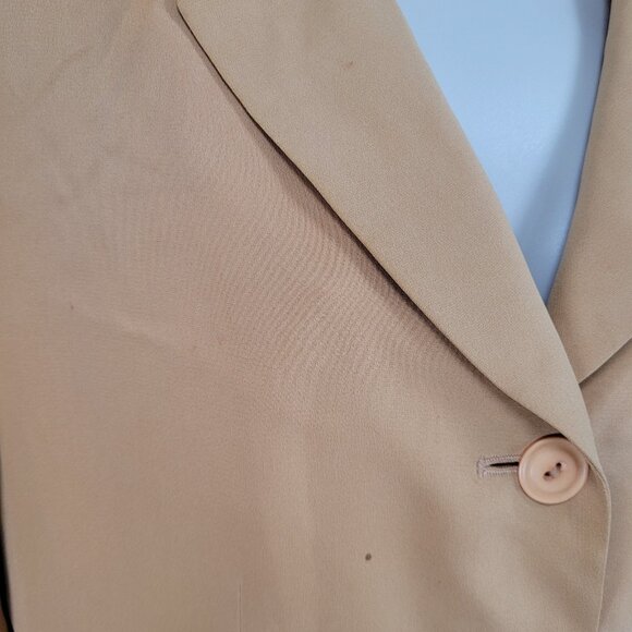 VTG Kasper & Company Yellow 100% Silk Buttoned Lined Notch Suit Jacket 12 - Picture 5 of 16